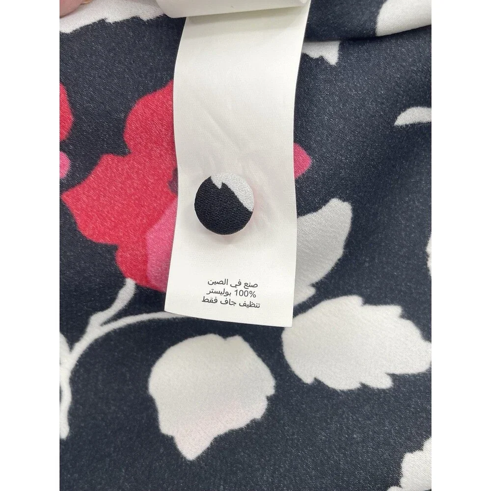 Kate Spade New York Live Colorfully Floral Ruffle Blouse Medium Black Pink Boho
